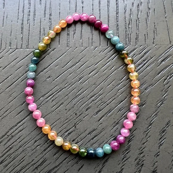 Watermelon tourmaline bracelet 4mm SIZE 6.5’ - Picture 3 of 4